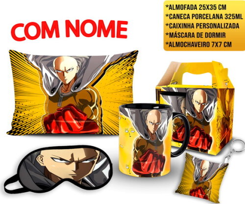 Caneca Personalizada + Kit one punch Saitama com Nome