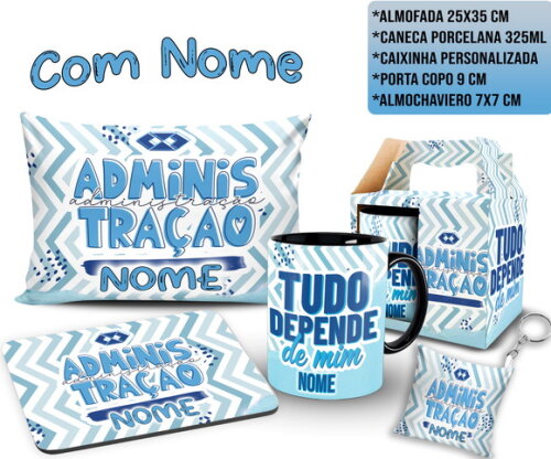 Caneca Personalizada + Kit Profissão Administração com Nome