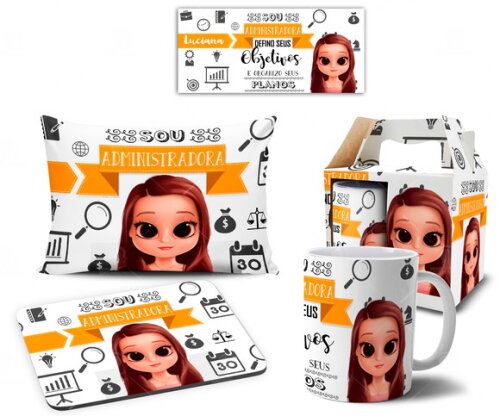 Caneca Personalizada Administração + Kit Com Nome E Avatar