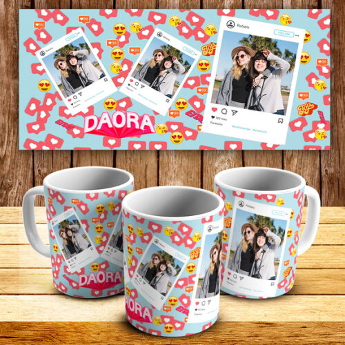Caneca Personalizada Amizade Mosaico Instagram 3 Fotos