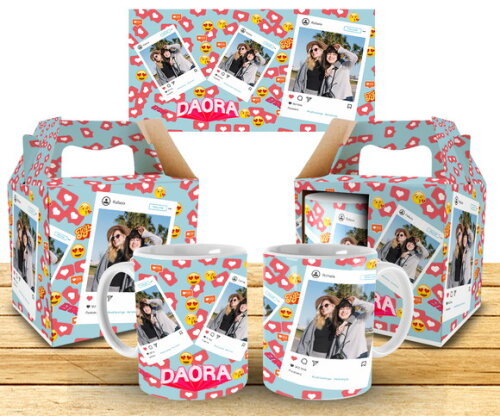 Caneca Personalizada Amizade Mosaico Instagram 3 Fotos + Cx