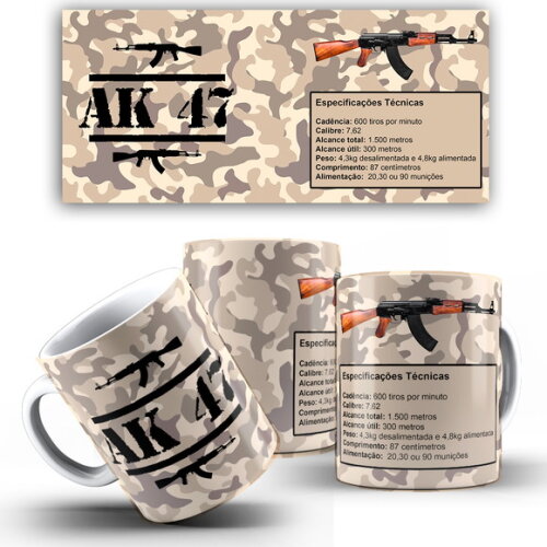 Caneca Personalizada Arma Ak47 + Caixinha