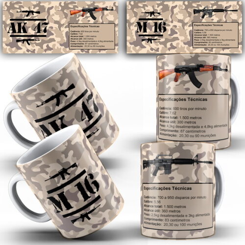 Caneca Personalizada Arma Ak47 E M16 !!! 2 Unidades