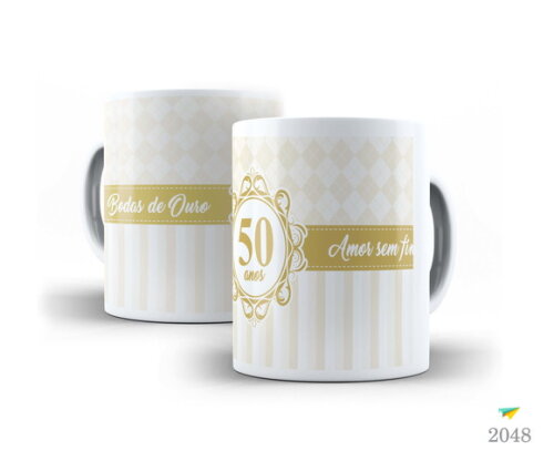 Caneca Personalizada Casamento Bodas De Ouro 50 Anos 2 unid