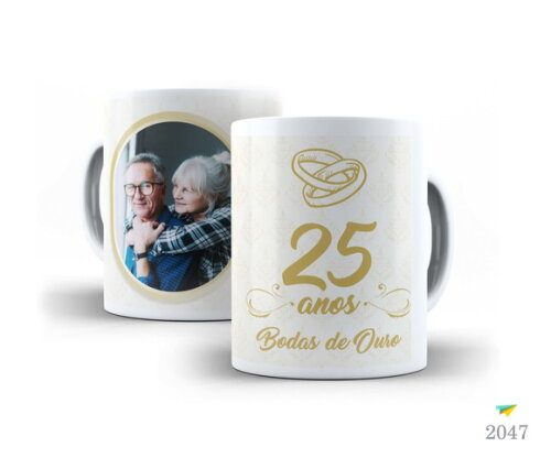 Caneca Personalizada Casamento Bodas De Ouro 50 Anos 2 unid