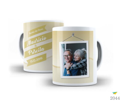 Caneca Personalizada Casamento Bodas De Ouro 50 Anos 2 unid