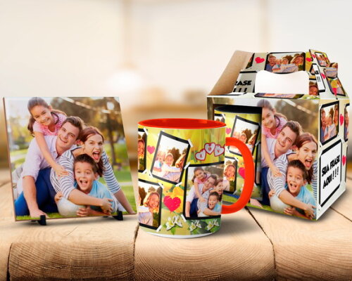Caneca Personalizada com 5 fotos, frases + KIT#1