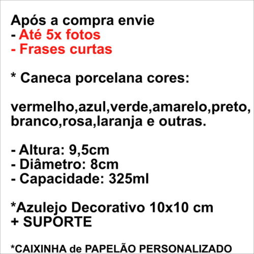 Caneca Personalizada com 5 fotos, frases + KIT#1