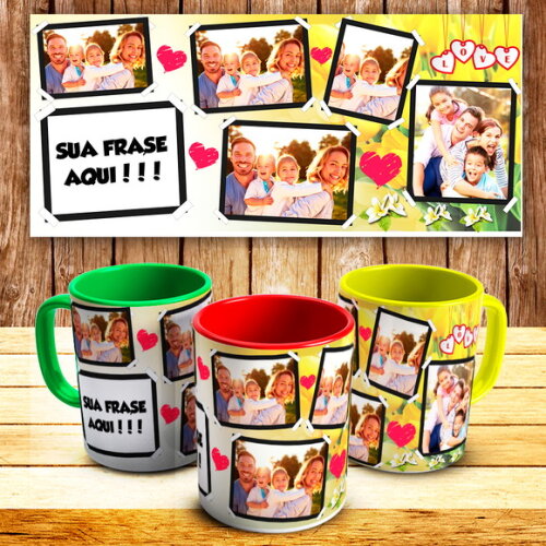 Caneca Personalizada com 5 fotos, frases + KIT#1