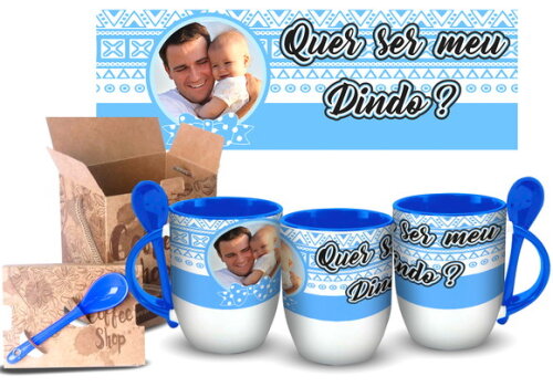 Caneca Personalizada com colher Dindo e Dinda 2 unidades!!