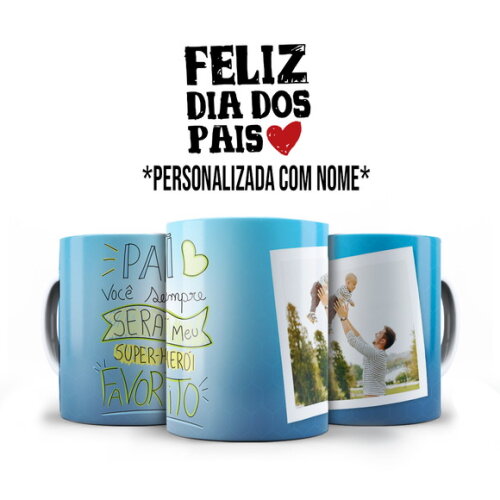 Caneca Personalizada e Almofada Dia dos Pais com 1 foto
