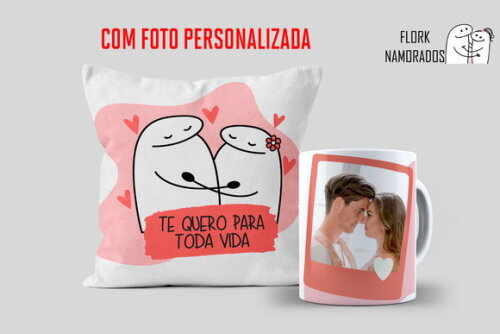 Caneca Personalizada e Almofada Namorados Flork com Foto