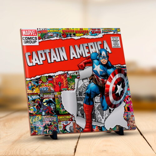 Caneca Personalizada E Azulejo Marvel Capitão América !!!