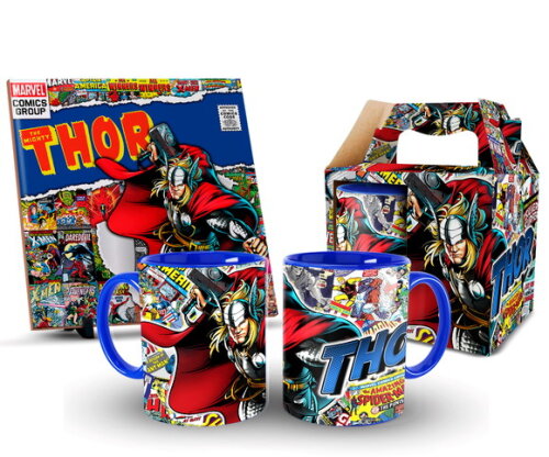 Caneca Personalizada E Azulejo Marvel Thor + Caixinha