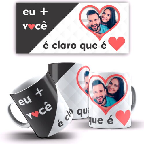 Caneca Personalizada Eu + Você é Amor com Foto + Caixinha