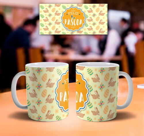 Caneca personalizada Feliz dia da Páscoa Mod 005
