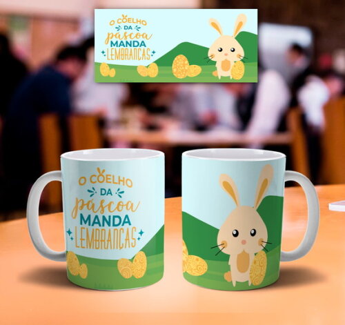 Caneca personalizada Feliz dia da Páscoa Mod 008