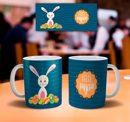 Caneca personalizada Feliz dia da Páscoa Mod 012