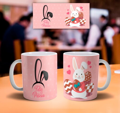 Caneca personalizada Feliz dia da Páscoa Mod 013