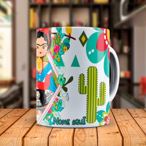 Caneca Personalizada Frida Kahlo Autoretrato com Nome