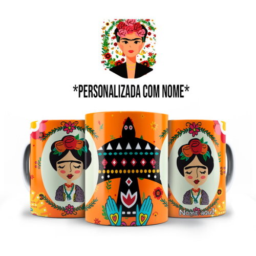 Caneca Personalizada Frida Kahlo Pintura com Nome
