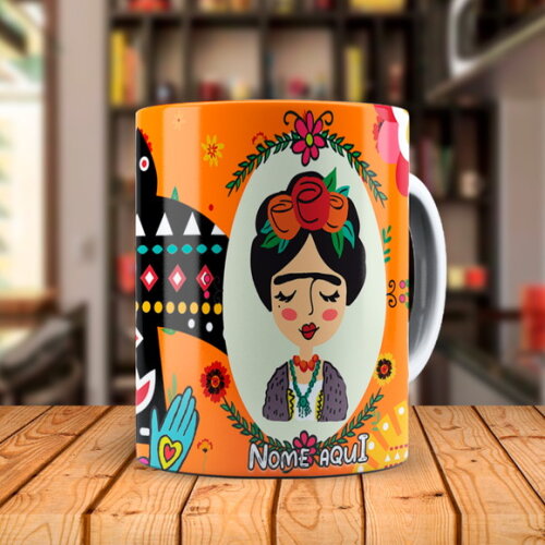 Caneca Personalizada Frida Kahlo Pintura com Nome