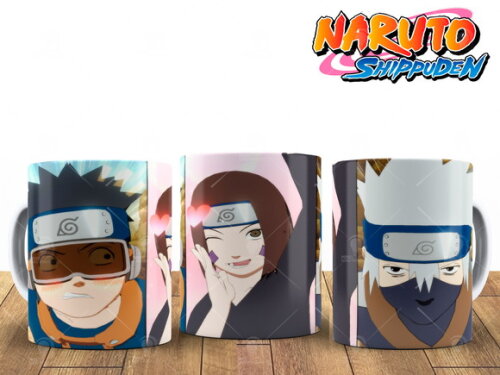 Caneca Personalizada Kakashi Rin Obito Naruto Shippuden