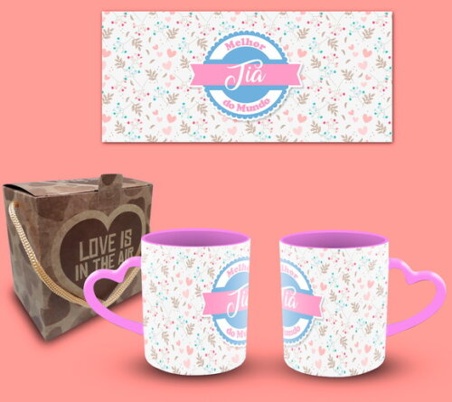 Caneca Personalizada Melhor Tia do Mundo + Caixinha Kraft #8