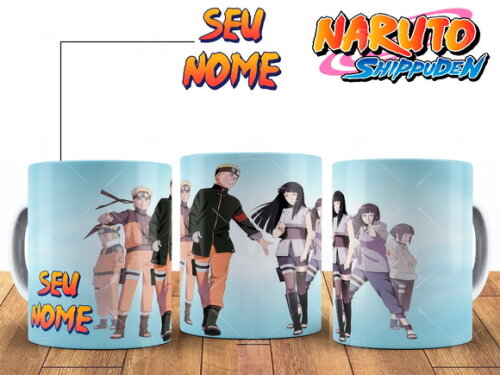Caneca Personalizada Naruto Shippuden e Hinata Love com Nome