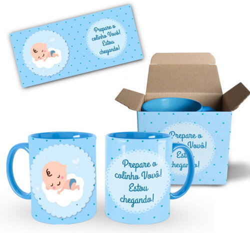 Caneca Personalizada Nascimento Bebê colinho do Vovô