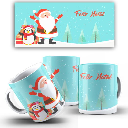Caneca Personalizada Natal Papai Noel + Caixinha Noel mod 09