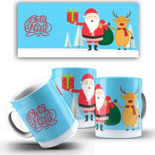 Caneca Personalizada Natal Papai Noel + Caixinha Noel mod 10
