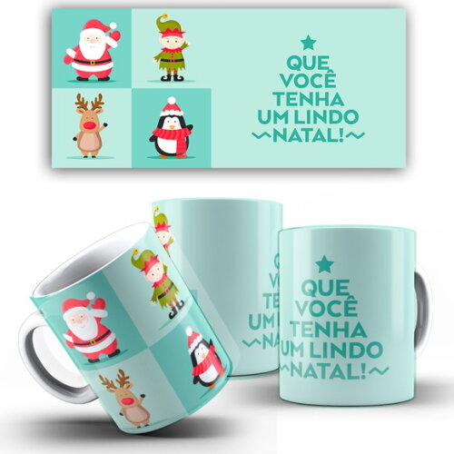 Caneca Personalizada Natal Papai Noel + Caixinha Noel mod 20