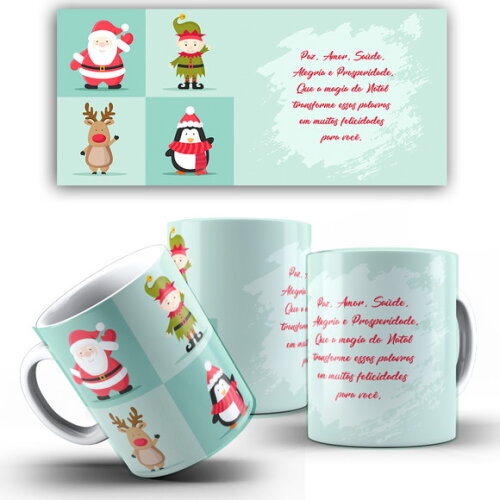 Caneca Personalizada Natal Papai Noel + Caixinha Noel mod 3