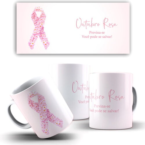 Caneca Personalizada Outubro Rosa Câncer De Mama 16 unidades