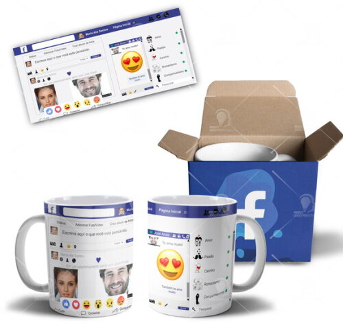 Caneca personalizada rede sociais Facebook com foto Editável