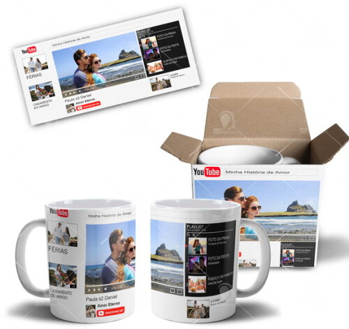 Caneca personalizada rede sociais com foto e frases editável