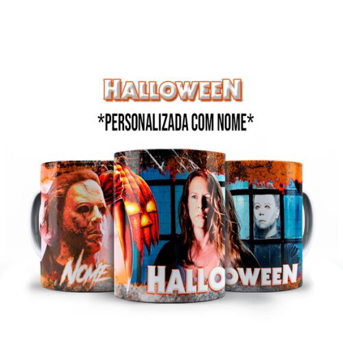 Caneca Personalizada Terror Halloween Clássico com Nome