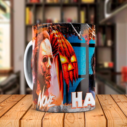 Caneca Personalizada Terror Halloween Clássico com Nome