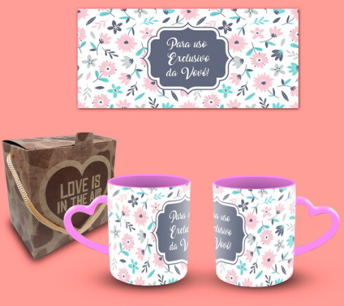 Caneca Personalizada Vovó Melhor Avó + Caixinha Kraft Love