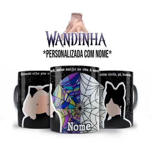 Caneca Personalizada Wandinha com Nome Personalizado