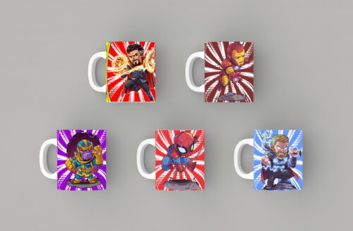 Caneca Polímero Vingadores 5 unidades dia das Crianças