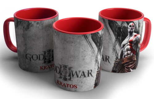 Caneca porcelana colorida personalizada God Of War