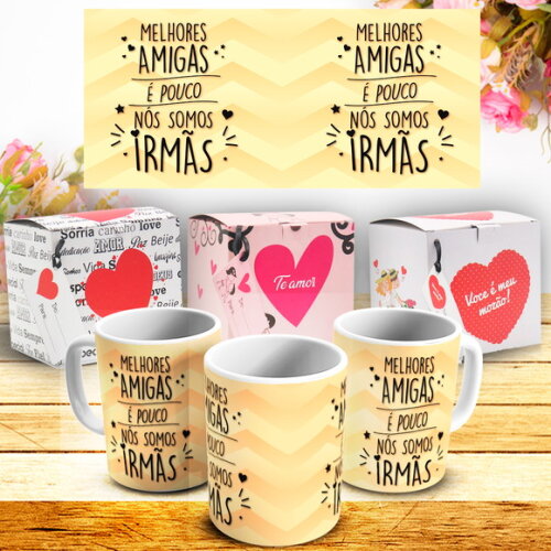 Caneca Porcelana Personalizada Amigos, Amizade + Caixinha #3