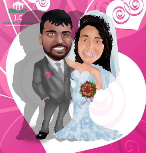 Caneca Porcelana Personalizada Caricatura Casamento!!!!