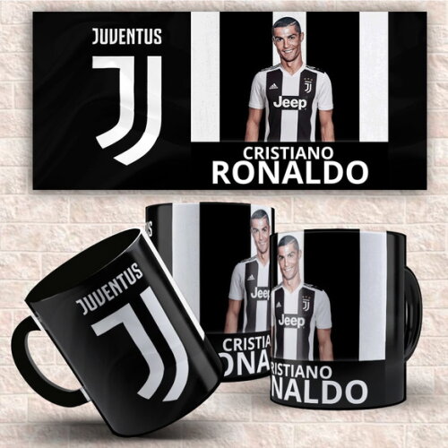 Caneca porcelana personalizada Cr7 Ronaldo Juventus + KIT #2