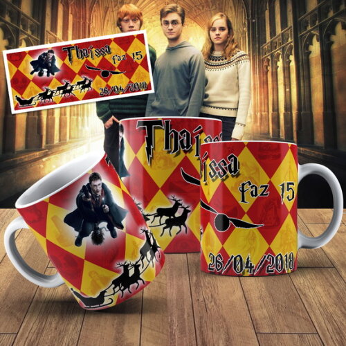 Caneca porcelana personalizada Harry Potter com seu nome #2