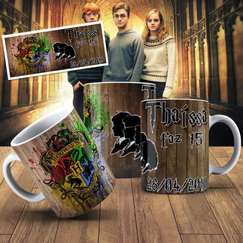 Caneca porcelana personalizada Harry Potter com seu nome #3