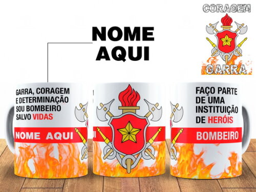 Caneca Profissão Bombeiro com Nome Personalizado