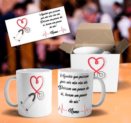 Caneca Profissão Médico Medicina com Nome + Caixinha